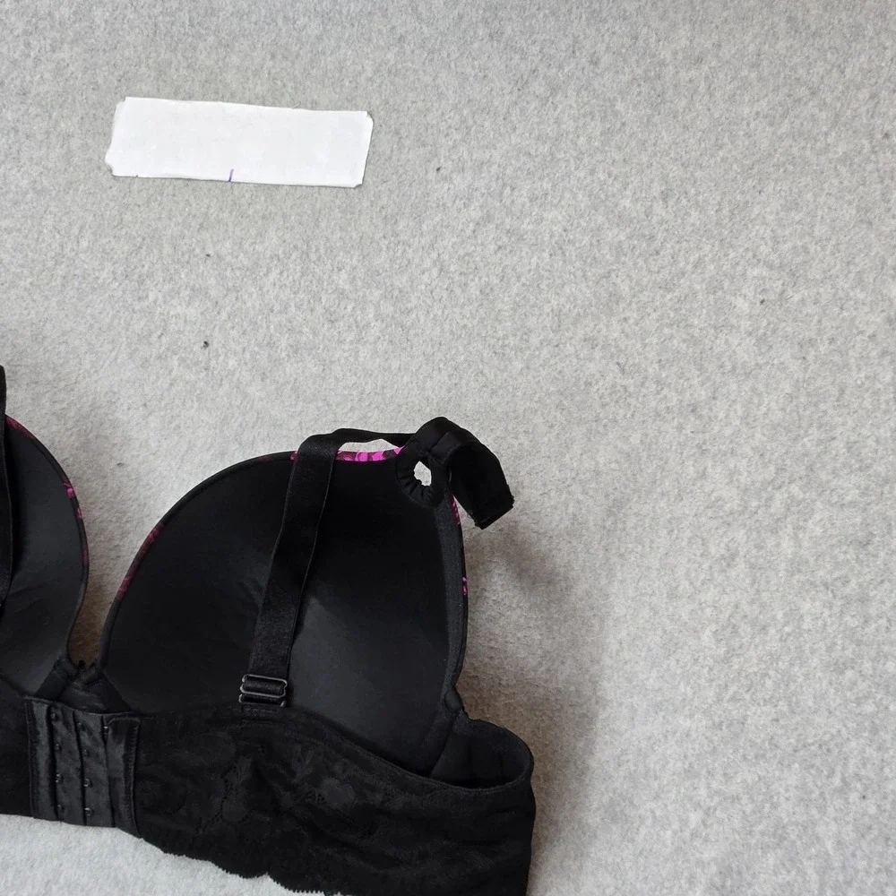 Torrid Curve Women Bra 46C Black Floral Push Up Underwired Lace Strap